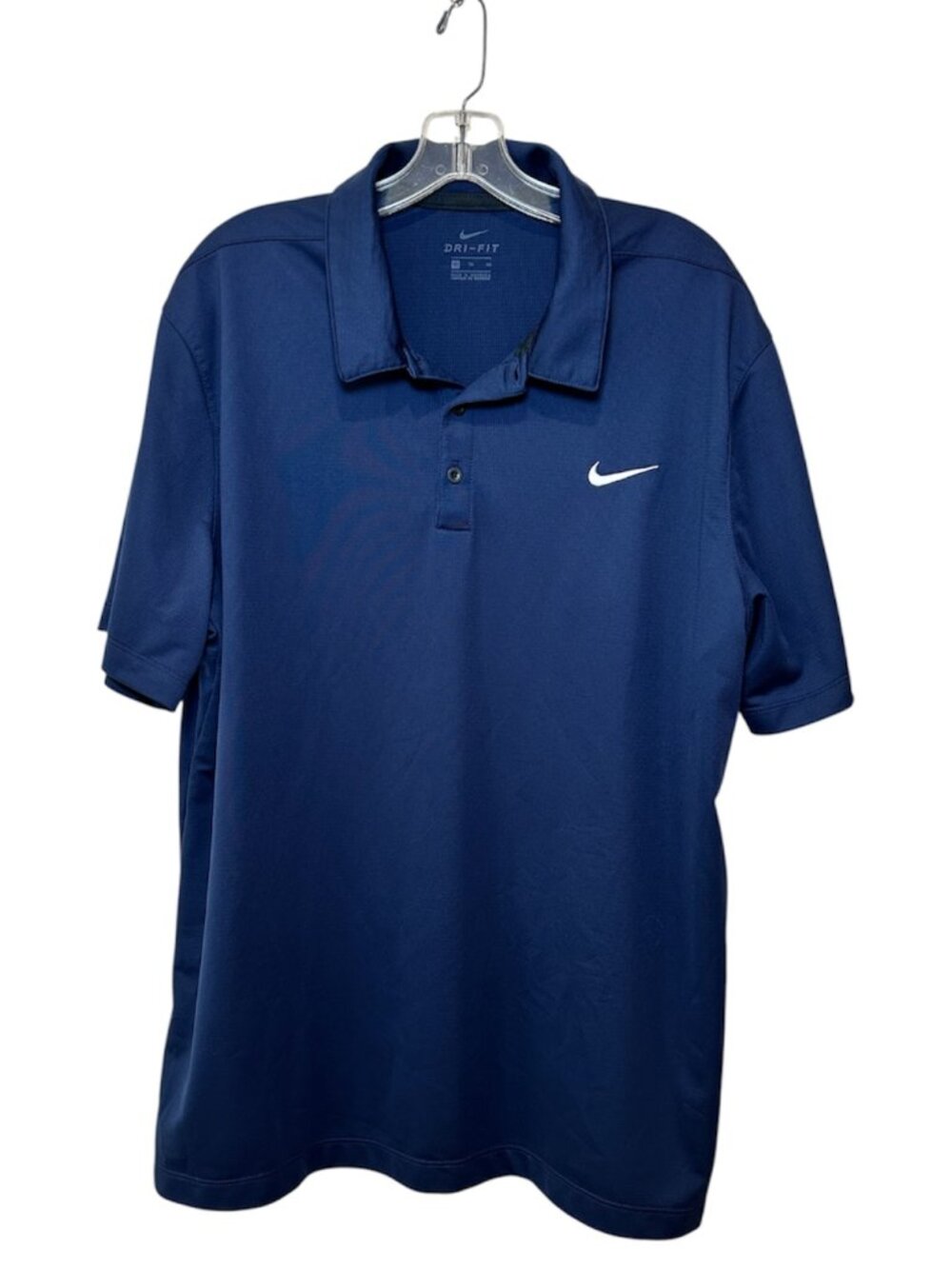 NIKE Dri-Fit Men's Golf Rugby Polo Shirt Embroidered Swoosh Logo Size XL Navy